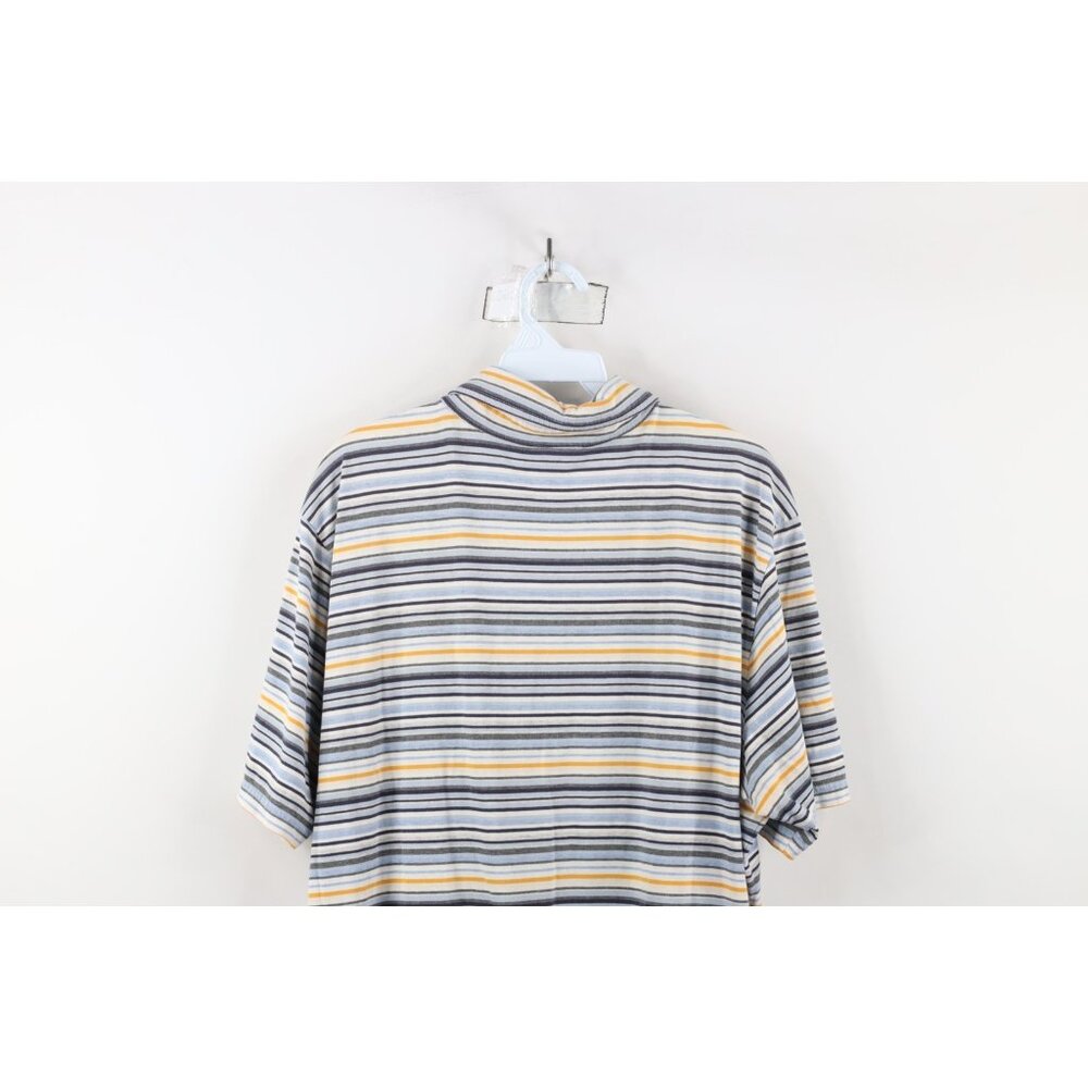 Vintage Express Mens XL Distressed Rainbow Striped Knit Collared Polo Shirt - Picture 10 of 11